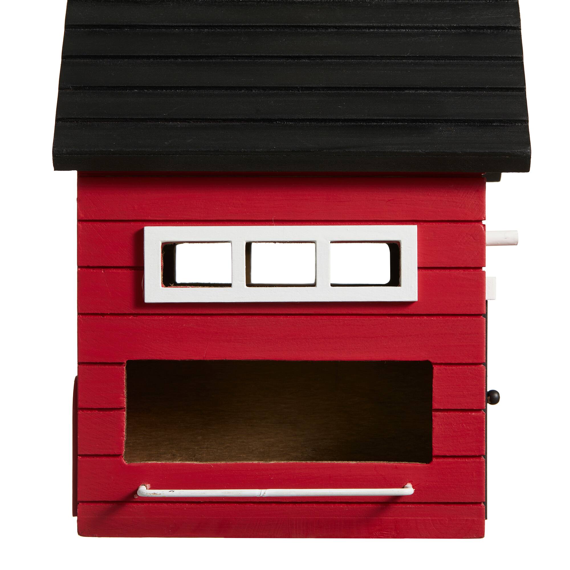 Glitzhome® 10.25" Modern Red Wood Garden Birdhouse